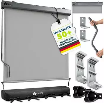 tillvex Senkrechtmarkise 160 x 250 cm grau