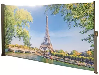 Deluke Seitenmarkise FABI Motiv Paris Mehrfarbig Polyester Markise Ausziehbar Sonnenschutz Windschutz Terrasse/Balkon