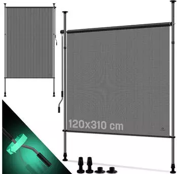 Kesser Klemmmarkise Senkrechtmarkise 310 x 120 cm Transparent Anthrazit (33742)