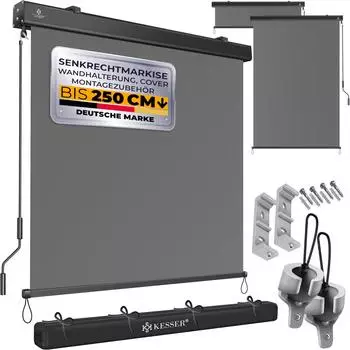 Kesser Senkrechtmarkise Außenrollo mit Handkurbel 140x250cm