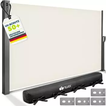 tillvex Seitenmarkise 160x300cm beige, ausziehbar, blickdicht (TVSTMKS-002)
