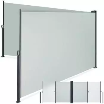 TecTake Doppel Seitenmarkise 160 x 600 cm Wetterfest Blickdicht 160 x 600 cm 9 x 600 x 160 cm Grau