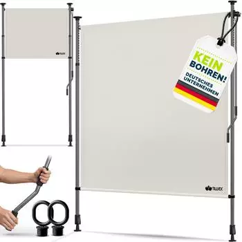 tillvex Klemmmarkise Senkrechtmarkise 100x310cm beige mit Handkurbel (TVKMKS-003)