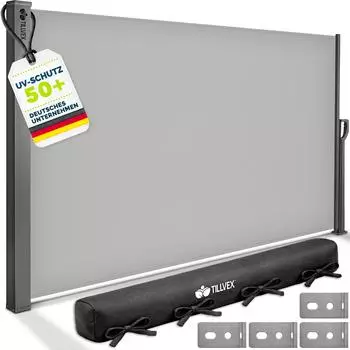 tillvex Seitenmarkise 160x350cm, ausziehbar, grau (TVSTMKS-012)