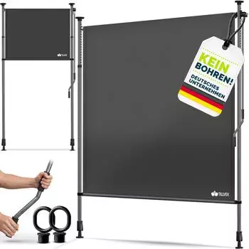 tillvex Klemmmarkise Senkrechtmarkise 100x310cm anthrazit mit Handkurbel (TVKMKS-002)