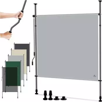 Kesser Senkrechtmarkise Klemmmarkise mit Handkurbel, grau, 120x310cm