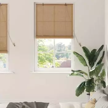 vidaXL Rollo mit Vorhängen Braun 90 x 220 cm Bambus 42006851