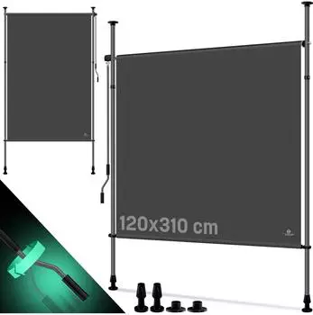 Kesser Senkrechtmarkise 120x310cm anthrazit, mit Handkurbel, ohne Bohren (25906_mfn)
