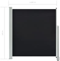 vidaXL Ausziehbare Seitenmarkise 140x300 cm Schwarz