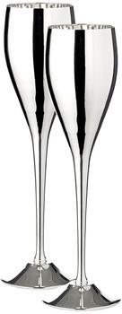 Edzard 2er Set Sektkelch Sektflöte Dodo, edel versilbert, Höhe 23 cm, Füllmenge 200 ml