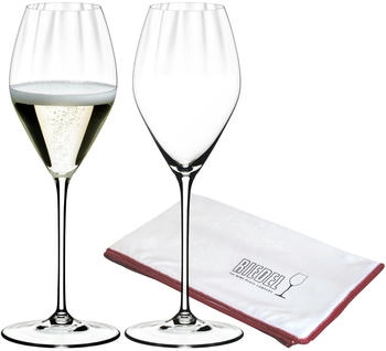 Riedel PERFORMANCE Champagner Glas 2er Set + Poliertuch