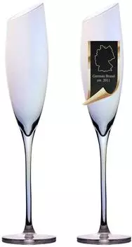 Intirilife Sektglas mit Regenbogen-Kante, 150ml, Kristallglas sp&uuml;lmaschinenfest