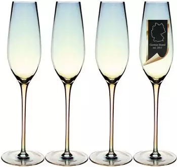 Intirilife Champagnergläser Set Regenbogen-Schimmer Wellenform 200ml (IL-101026-4)