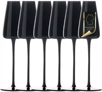 Intirilife Champagnerglas 6er-Set schwarz, 220ml, Kristallglas, spülmaschinenfest (IL-101001-6)