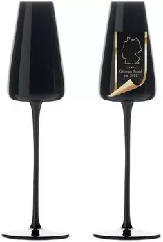 Intirilife Champagnerglas 220ml schwarz, spülmaschinenfest, Kristallglas (IL-101001)
