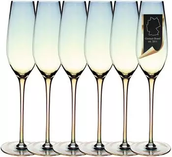 Intirilife Champagnerglas Regenbogen-Schimmer Wellenform 200ml (IL-101026-6)