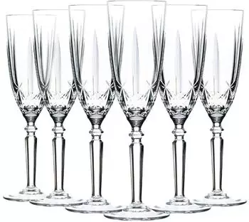 RCR Orchestra Champagnerflöten, geschliffenes Glas, 200ml, 6er-Set (RCR-OR652)