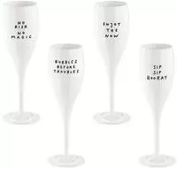 KOZIOL Sektglas "CHEERS No. 1 SAY IT IN STYLE Glas 100 ml mit Druck, 4 Motive"