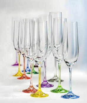 Bohemia Rainbow Sektgläser Kristall, Sektglas, mehrfarbig, 190 ml, 6er Set