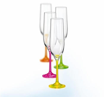 Bohemia Neon Sektgläser Kristall Sektglas 190 ml mehrfarbig 4er Set