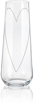 Crystalex Sektglas Glass Heart Prosecco Sektgläser Kristallglas 250 ml 2er Set geschliffen, Kristallglas