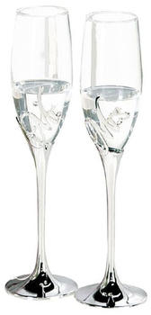 Casablanca 2er-Set Champagnerglas "Mr. + Mrs." aus Metall / Glas · silber i...