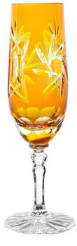 Cristalica GmbH Cristalica Sektglas Sektkelch Champagnerglas Sektflöte Schleuderstern 180 ml Gelb Handgeschliffen Kristallglas