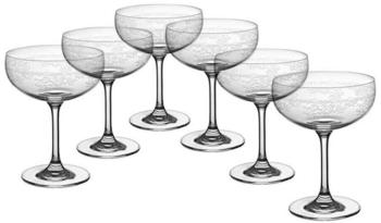 Cristalica Sektschale 6er-Set Schaumweinschale Champagner Kristallglas 150ml Panto Floral
