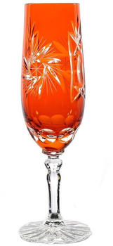 Cristalica GmbH Cristalica Sektglas Sektkelch Champagnerglas Sektflöte Schleuderstern 180 ml Orange Handgeschliffen Kristallglas