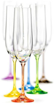Cristalica Sektgläser 6er-Set Rainbow 190ml Kelch Prosecco Champagner Kristallglas farbig
