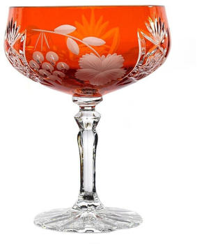 Cristalica GmbH Cristalica Sektschale Cocktailschale Champagnerschale Traube 200 ml Orange Handgeschliffen Kristallglas