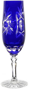 Cristalica GmbH Cristalica Sektglas Sektkelch Champagnerglas Sektflöte Schleuderstern 180 ml Blau Handgeschliffen Kristallglas