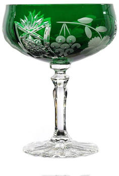 Cristalica GmbH Cristalica Sektschale Cocktailschale Champagnerschale Traube 200 ml Grün Handgeschliffen Kristallglas