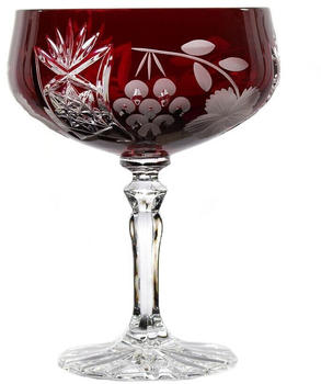 Cristalica GmbH Cristalica Sektschale Cocktailschale Champagnerschale Traube 200 ml Rot Handgeschliffen Kristallglas