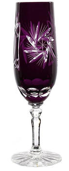 Cristalica GmbH Cristalica Sektglas Sektkelch Champagnerglas Sektflöte Schleuderstern 180 ml Violett Handgeschliffen Kristallglas