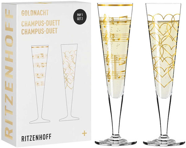 Ritzenhoff Champus Goldnacht Champagnerglas H23 Herzen & Musik