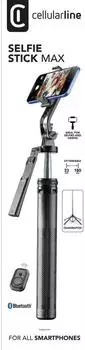 Cellular Line Selfie Stick Max 2-in-1 mit Stativ, Bluetooth, schwarz (61148)