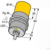 Turck Induktiver Sensor nicht b&uuml;ndig PNP, Schlie&szlig;er NI25-G47-AP4X