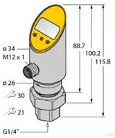 Turck Druckschalter 1 St. PS010V-501-2UPN8X- H1141/3GD -1 bar bis 10 bar