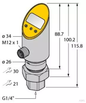 Turck Drucksensor PS010V-501 verdrehbar, 2 Transistorschaltausg&auml;nge (6833836)