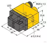 Turck Induktiver Sensor nicht b&uuml;ndig NAMUR NI4-DSU26TC-2Y1X2