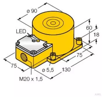 Turck NI60-K90SR-FZ3X2 Induktiver N&auml;herungsschalter 50mm IP67 (13429)