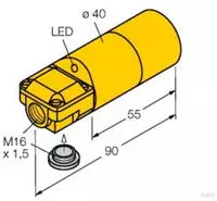 Turck Induktiver Sensor nicht b&uuml;ndig NPN, Schlie&szlig;er NI20-K40SR-AN6X