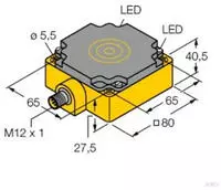 Turck Induktiver Sensor nicht b&uuml;ndig PNP, Wechsler NI75U-CP80-VP4X2-H1141