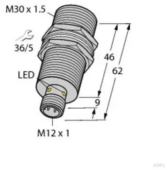 Turck Induktiver Sensor M30 10-30VDC PNP (BI10U-MT30-AP6X-H1141)