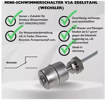 Schabus Mini-Schwimmerschalter Edelstahl 4VA, 4m Kabel (200939)