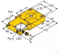 Turck Induktiver Sensor PNP, Wechsler NI20R-S32SR-VP44X