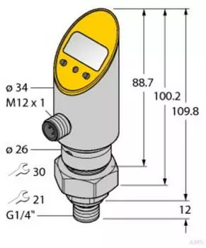 Turck Drucksensor verdrehbar, Stromausgang (PS010V-504-LI2UPN8X)