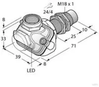 Turck Induktiver Sensor nicht b&uuml;ndig NAMUR NI10-EM18WDTC-Y1X
