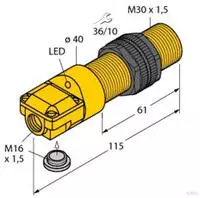Turck Induktiver Sensor nicht b&uuml;ndig PNP, Schlie&szlig;er NI15-P30SR-AP6X